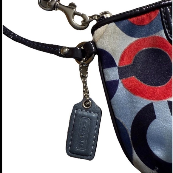 Coach Red White Blue Logo Wristlet - Picture 6 of 7